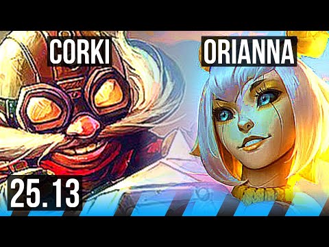 CORKI vs ORIANNA (MID) | 7 solo kills, Legendary, 47k DMG | KR Master | 25.13