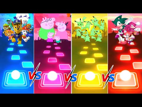 Paw patrol VS Peppa pig VS Pikachu VS Sonic VS Tiles Hop EDM Rush/New Music Games