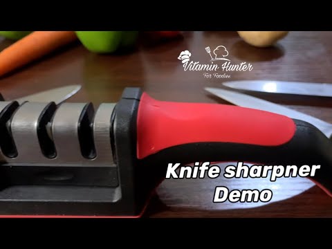Smart sharp kitchen knife, knife sharpener demo, Vitamin Hunter