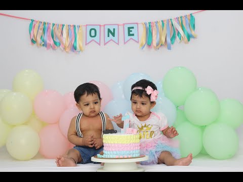 1st Birthday Cake Smash Twins || Ayaan & Aaru