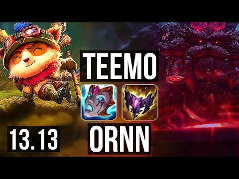 TEEMO vs ORNN (TOP) | 5.3M mastery, 2600+ games, 6/1/2, Rank 13 Teemo | EUW Master | 13.13