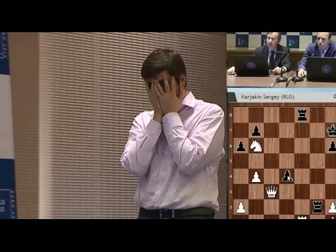 Peter Svidler blunders and loses to Karjakin, Final 3rd game ending
