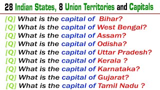 Indian States, Union Territories and Capitals | States and Union Territories GK General Knowledge