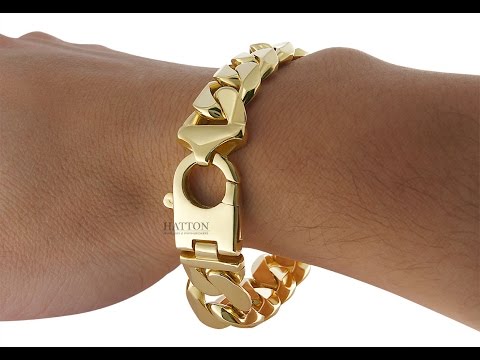 9ct 14ct 18ct  Solid Ornate Curb Bracelet 119.9g - Hatton Jewellers London