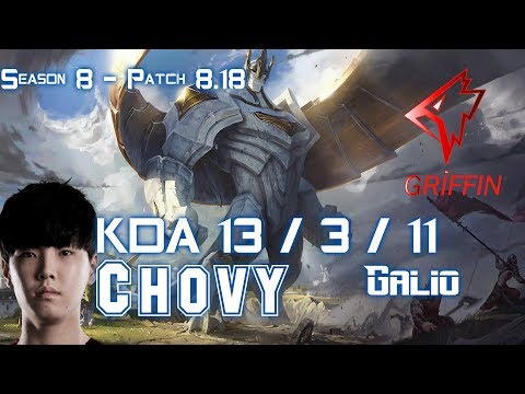 GRF Chovy GALIO vs NAUTILUS Mid - Patch 8.18 KR Ranked