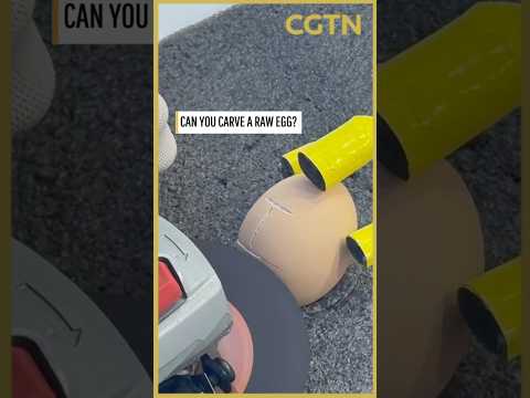 WorldSkills Shanghai: Metalworker carves raw egg with an angle grinder