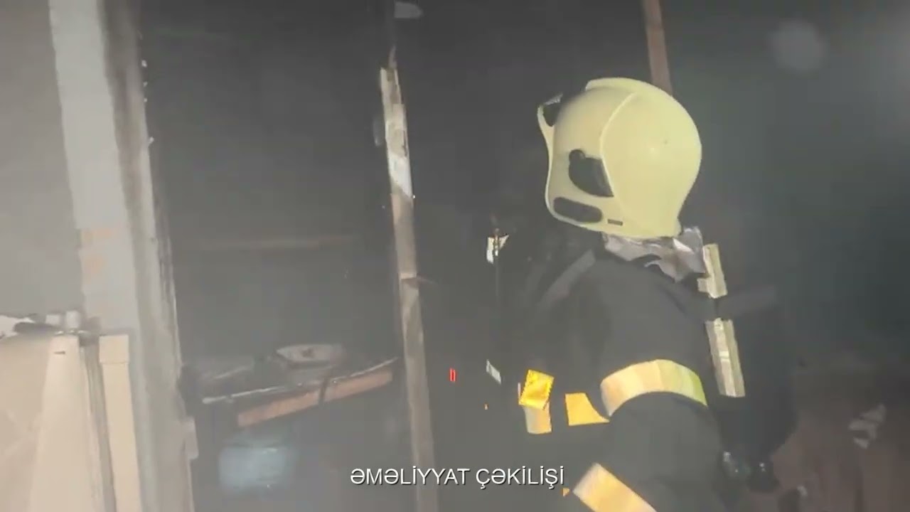 Yasamalda yanan bina operativ söndürülüb VİDEO