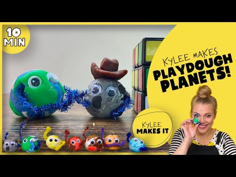 Kylee Makes Playdough Planets | Funny Planet Stop-Motion & How to Make Planets out of Clay or Dough