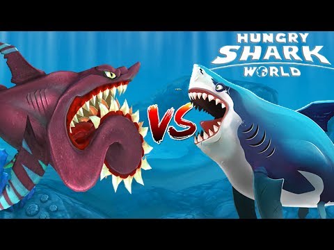 Hungry Shark World - BUZZ (Helicoprion) vs GREAT WHITE New Shark Unlocked Update 2.2.0 Gameplay 2017