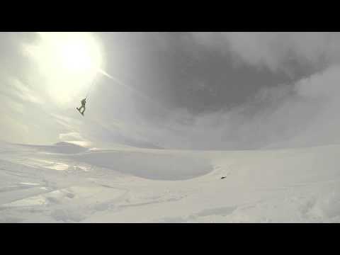 Snowkiting Big Cliff Jump + Crash