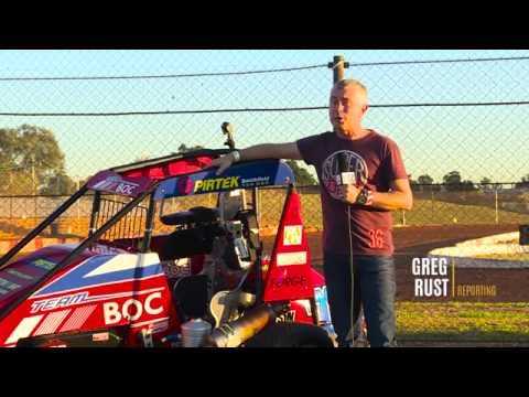 Greg Rust drives a 380hp Speedcar at Sydney Speedway