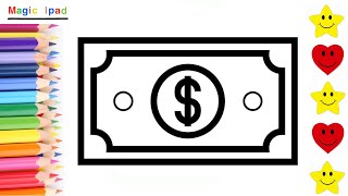 Como dibujar un DOLAR AMERICANO | dibujos niños 💓⭐ How to draw an AMERICAN DOLLAR | kids