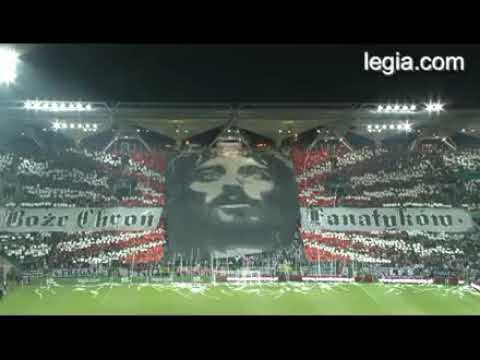 Polish Fans honoring Jesus Christ before a Football Match.