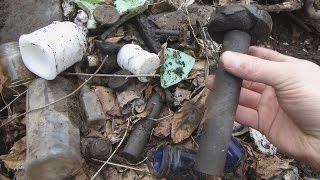 Back in the Woods Finding More Antique Junk - batteries, uranium glass, lots of jars &amp; compressors