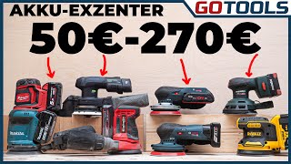 Großer Akku-Exzenterschleifer Vergleich | Bosch Metabo Festool DeWalt Milwaukee Makita und Einhell