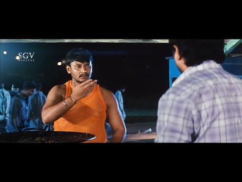 Darshan Preparing Kabab For Rowdy | Kalasipalya Kannada Movie Scene