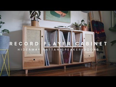 Mid-century modern record player cabinet with hideaway speaker doors - DIY Build