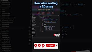 Program of Row Wise Sorting 2D Array in C++ | #youtubeshorts #ytshorts #shorts #trending #coding #c