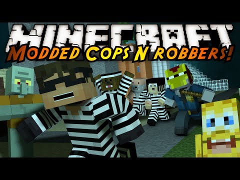 SpongeBob takes over Minecraft! Modded Cops N Robbers by Sky!