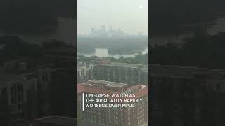 TIMELAPSE: Watch as the air quality worsens over Minneapolis on Wednesday. #kare11 #shorts