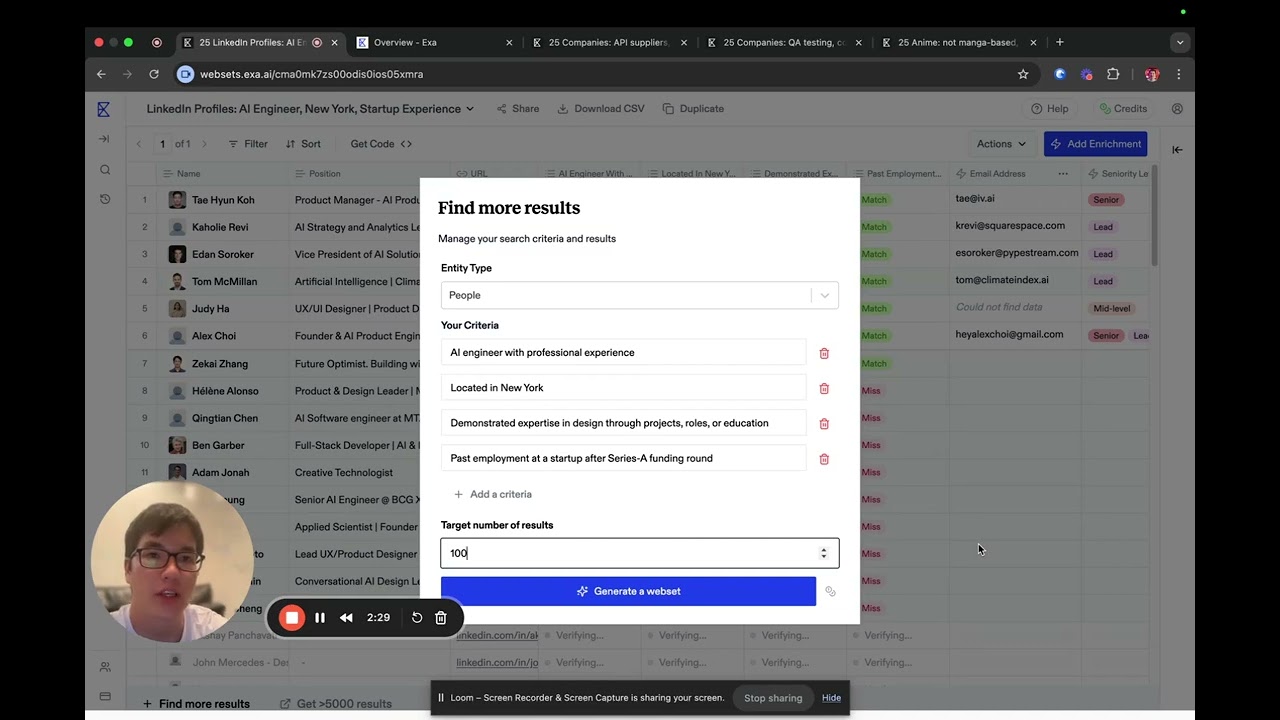 Websets Demo - Advanced Search Techniques for AI Engineers 🔍 1