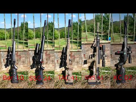 SSG24, Bar 10, TAC 41, SRS a1, KC 02 airsoft sniper test  60 m