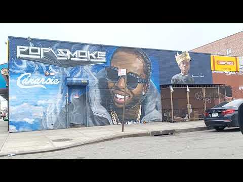 Pop Smoke & TDott Woo - both - (MEMORIAL WALLS) in their Canarsie section of Brookyn NY