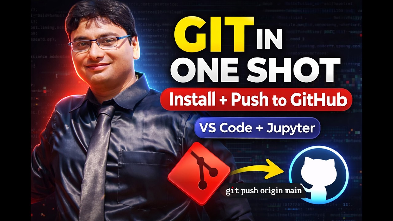 Git in One Shot | Install Git + Upload Project to GitHub (VS Code + Jupyter Notebook)