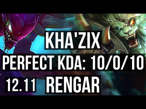KHA'ZIX vs RENGAR (JNG) | 10/0/10, Legendary, 1.0M mastery, 300+ games | NA Diamond | 12.11