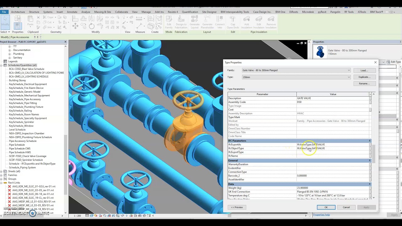 PUB IFC DATA requirements Revit mapping