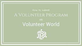 How to submit a program on Volunteer World
