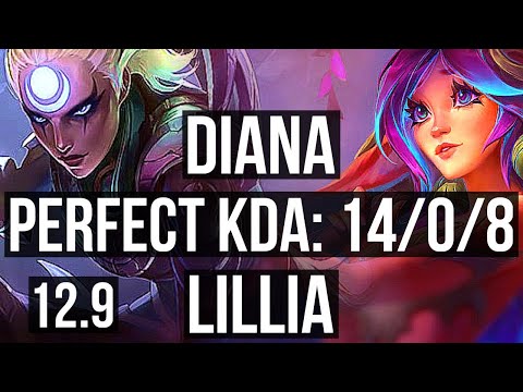 DIANA vs LILLIA (JNG) | 14/0/8, Legendary, Rank 8 Diana | EUW Challenger | 12.9