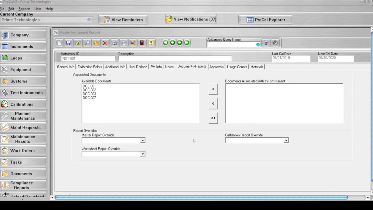 Calibration Management Software I ProCal Features & Videos