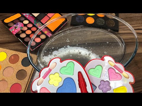 Rainbow Neon vs Pastel Mixing Makeup Eyeshadow Into Slime ASMR   Satisfying Slime Video Crunchy Slim