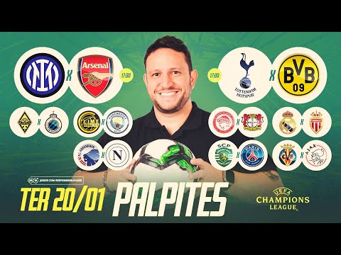 Palpites de futebol para hoje (terça-feira) 20/01/2026 - Champions League + Odd 17 no Real Madrid!