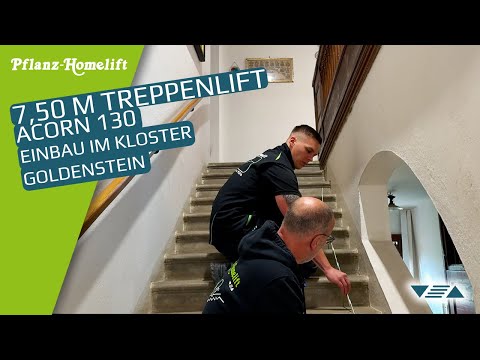 Acorn 130 Treppenlift im Kloster ▽△ 7,5 m langer Einbau Schritt für Schritt erklärt
