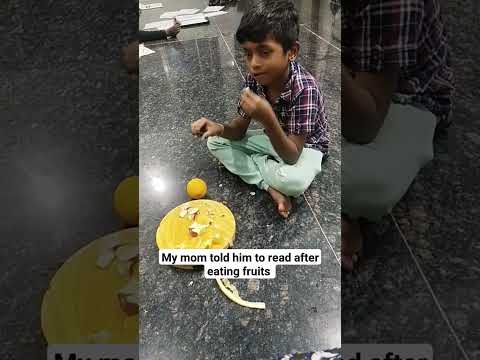 when my mom told him to read after eating fruits #youtubeshorts #food #fruits #cutebrothers #viral