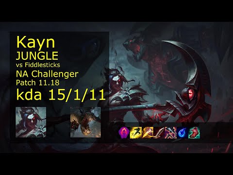 Kayn Jungle vs Fiddlesticks - NA Challenger 15/1/11 Patch 11.18 Gameplay