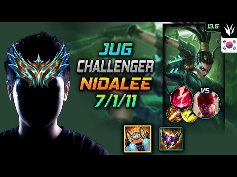 Challenger Jungle Nidalee Build Hextech Rocketbelt Electrocute - LOL KR 13.5