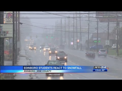 Edinboro students react to first snowfall of the year