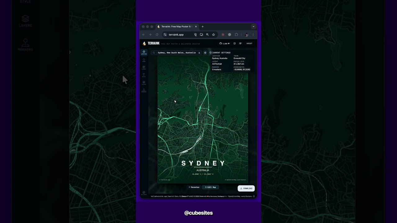 Turn any city into a custom map poster for free.