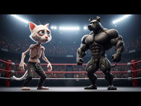 Poor Skinny Cat Fight With Bodybuilder Dog For Love-Heartwarming Cat Love Story