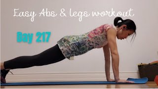 Gym and minimalist workout at home. Easy Abs and legs exercises.