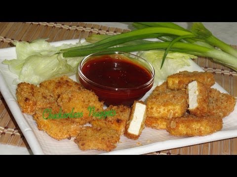 Crispy Chickenless (Tofu) Nuggets Video Recipe by Bhavna - Baked & Fried