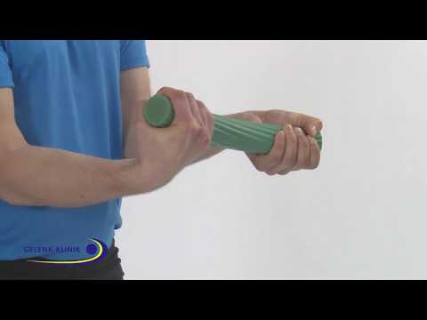Übung bei Ellenbogenschmerzen: exzentrische Kräftigung der Beugemuskulatur im Unterarm