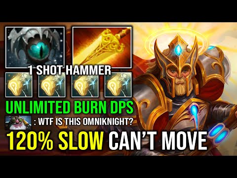 WTF 120% SLOW CAN'T MOVE 1v5 Eye of Skadi Pure Hammer 1 Shot Mid Carry Omniknight Dota 2