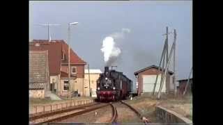 preview picture of video 'Reichsbahn Dampflok 91 134 im Bahnhof Ellenberg'