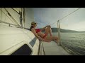WOMAN RED BIKINI YACHT SAILING 4K