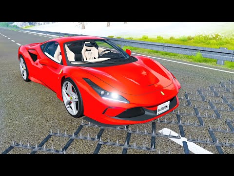 Massive Spike Strip Pileup Car Crashes #8 – BeamNG Drive | Beamng Burner
