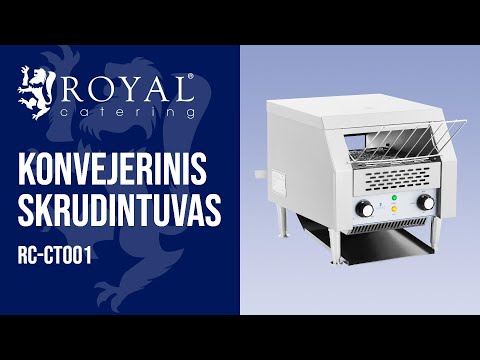 vaizdo įrašas - Konvejerinis skrudintuvas - 2200 W - „Royal Catering“ - 3 funkcijos